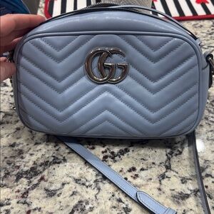 Gucci Sky Blue Chevron Crossbody Bag
